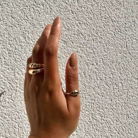 Gold Croissant Dome Ring - Picture 3 of 7